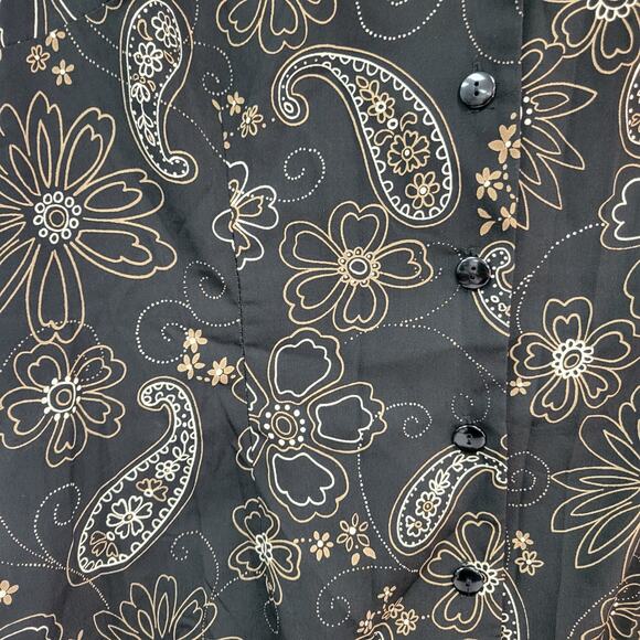 Studio I Size 16 Black Paisley Sleeveless Button-Up Dress - Picture 6 of 6